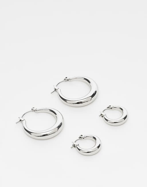 Weekday hoop earrings 2-pack in silver