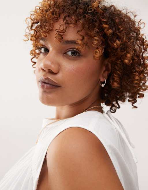 Weekday Silver Plated Hoop Earrings With Worn Silver Effect