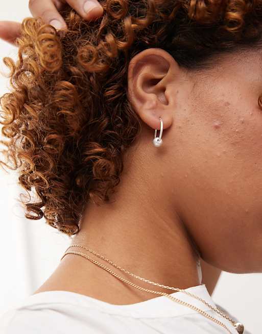 Weekday silver plated hoop earrings with worn silver effect