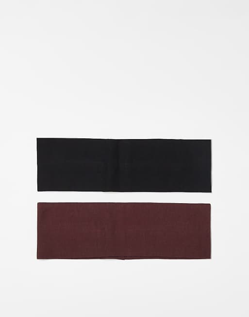 Weekday wide jersey headband 2-pack in black & burgundy exclusive to ASOS