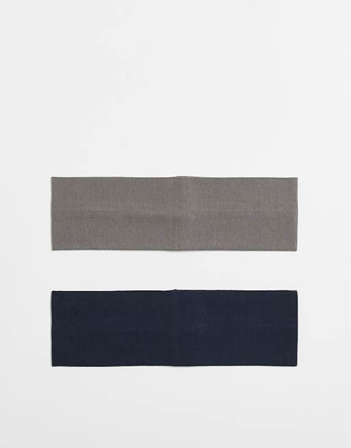Weekday wide jersey headband 2-pack in navy & dark grey