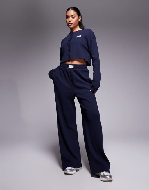 Weekend Collective Co-ord Waffle With Nylon In Navy